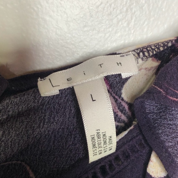 💜 Leith floral zip up ruffle flutter tank top crop top size large - Picture 7 of 8